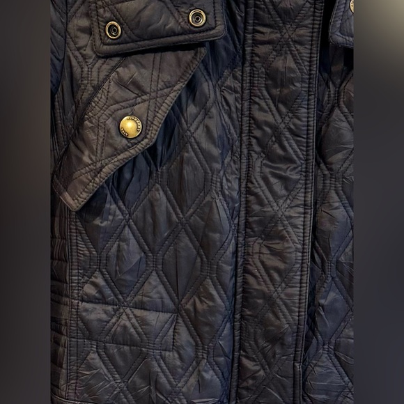 BURBERRY BRIT Womens Quilted Patchwork Puffer Jacket Coat Navy Blue, Small - Picture 4 of 16